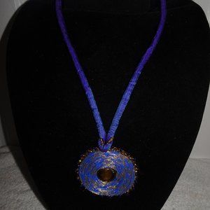 Miniature Boho~Tribal Fabric Glass Necklace
